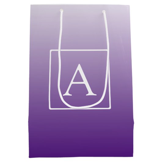 Eenvoudig monogram |  Paarse gradiënt Ombre Medium Cadeauzakje (Achterkant)
