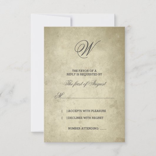 Eenvoudig monogram |  papier RSVP (Voorkant)