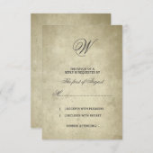 Eenvoudig monogram |  papier RSVP (Voorkant / Achterkant)