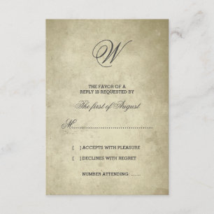 Eenvoudig monogram papier RSVP Kaartje