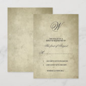 Eenvoudig monogram | papier RSVP Kaartje (Voorkant / Achterkant)