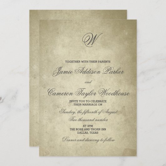 Eenvoudig Monogram |  papieren bruiloft Kaart (Voorkant / Achterkant)