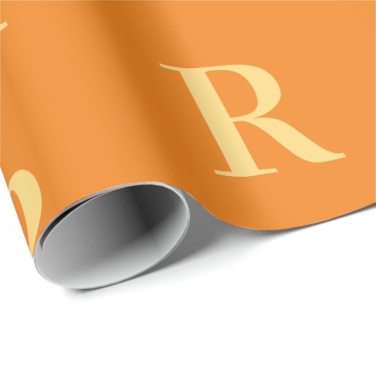 Eenvoudig Monogram Patroon Sinaasappel Cadeaupapier (Rol Hoek)