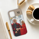 Eenvoudig monogram portret foto beige bruin Case-Mate iPhone case