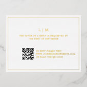 Eenvoudig Monogram QR Code Elegant Trouwen RSVP Folie Uitnodiging Briefkaart (Voorkant)
