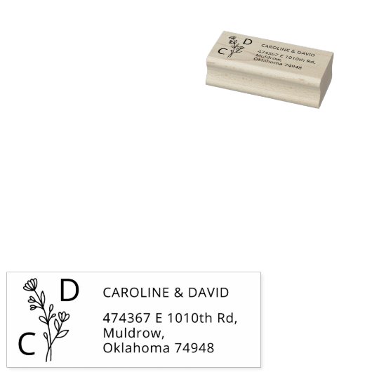 Eenvoudig Monogram retouradres Rubberstempel (Gestempeld)