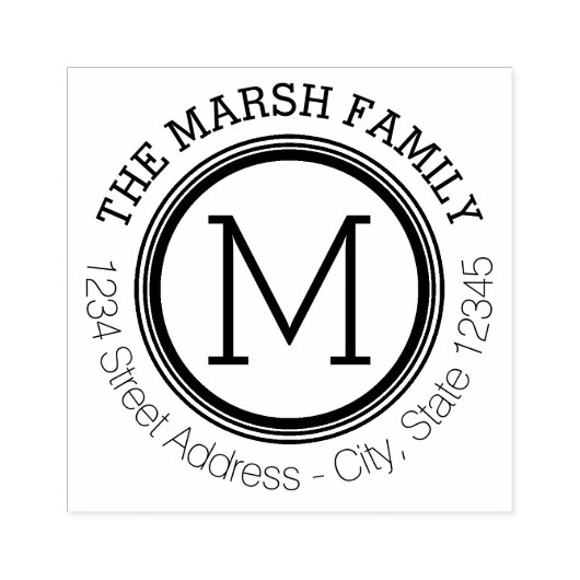 Eenvoudig monogram Ring Name en Return Address Rubberstempel (Afrduk)
