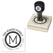 Eenvoudig monogram Ring Name en Return Address Rubberstempel (Gestempeld)