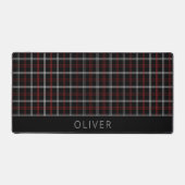 Eenvoudig Monogram Rood Zwart Geplaatst Patroon Mo Bureaumat (Voorkant)