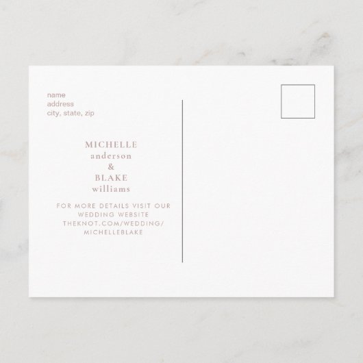 Eenvoudig Monogram Roos Gouden Tekst Opslaan van d Aankondigingskaart (Achterkant)