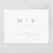 Eenvoudig Monogram Roos Gouden Tekst Opslaan van d Aankondigingskaart (Voorkant)