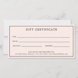 Eenvoudig Monogram roze Blush Cadeaubon