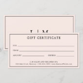 Eenvoudig Monogram roze Blush Cadeaubon (Voorkant / Achterkant)