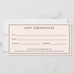 Eenvoudig Monogram roze Blush Cadeaubon