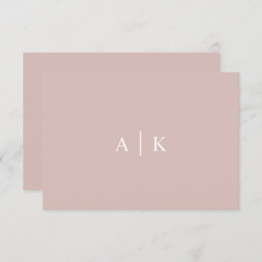 Eenvoudig Monogram Roze Bruid Bruidegom Initialen Bedankkaart (Voorkant / Achterkant)