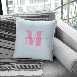 Eenvoudig Monogram Roze Minimalist Kussen