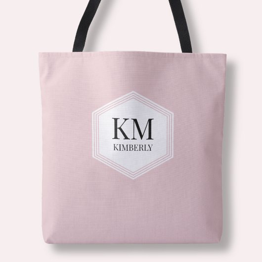 Eenvoudig Monogram Roze Moderne Elegante Aangepast Tote Bag