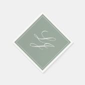 Eenvoudig Monogram Sage Green Elegant Script Weddi Servet (Hoek)