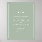 Eenvoudig Monogram Sage Green Elegant Welkomsthuwe Poster (Voorkant)