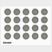 Eenvoudig Monogram Sage Green Wedding Favor Ronde Sticker (Vel)