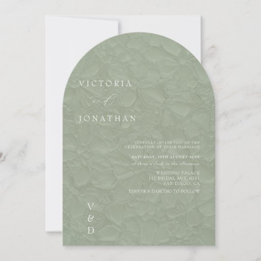 Eenvoudig Monogram Sage Green Wedding Kaart (Voorkant)