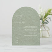 Eenvoudig Monogram Sage Green Wedding Kaart (Staand voorkant)