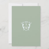 Eenvoudig Monogram Saliegroen Datum Opslaan Save The Date (Achterkant)