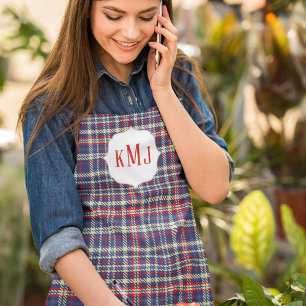 Eenvoudig monogram Schattige marineblauw groen ger Schort