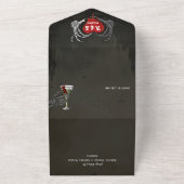 Eenvoudig Monogram Skelet Halloween QR Code Bruilo All In One Uitnodiging (Buitenkant)