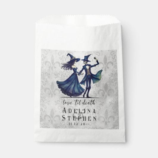 Eenvoudig Monogram Skelet Halloween QR Code Bruilo Bedankzakje (Voorkant)