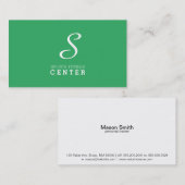 Eenvoudig monogram (smaragdgroen) visitekaartje (Voorkant / Achterkant)