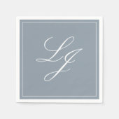 Eenvoudig Monogram Stoffig Blauw Elegant Script Br Servet (Voorkant)