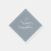 Eenvoudig Monogram Stoffig Blauw Elegant Script Br Servet (Hoek)