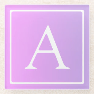 Eenvoudig Monogram   Subtiele roze/Paarse ombre Glazen Onderzetter