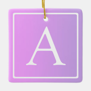 Eenvoudig Monogram   Subtiele roze/Paarse ombre Keramisch Ornament