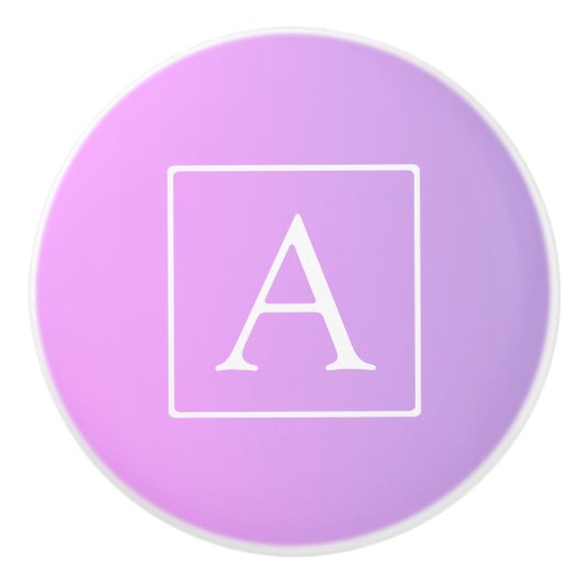 Eenvoudig Monogram | Subtiele roze/Paarse ombre Keramische Knop (Voorkant)
