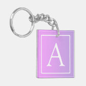 Eenvoudig Monogram | Subtiele roze/Paarse ombre Sleutelhanger (Voorkant Links)