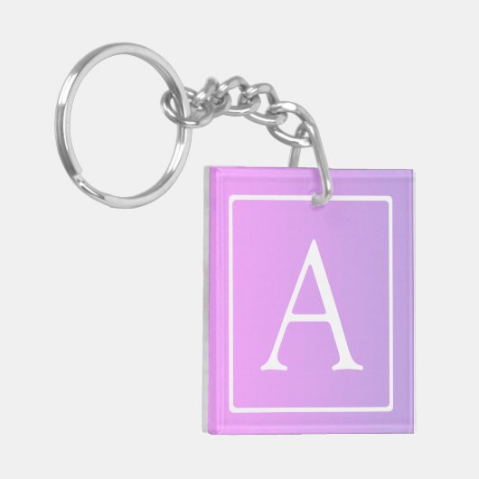 Eenvoudig Monogram | Subtiele roze/Paarse ombre Sleutelhanger (Voorkant Links)