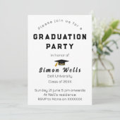 Eenvoudig Monogram Tekst afstudeerfeest uitnodigin Kaart (Staand voorkant)