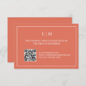 Eenvoudig Monogram Terracotta QR Bruiloft RSVP Kaa Bedankkaart (Voorkant / Achterkant)