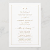 Eenvoudig monogram Traditioneel Elegant Gold Wedde Programmakaart (Voorkant)