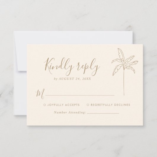 Eenvoudig Monogram Trouwlogo Palmboom RSVP Kaartje (Voorkant)