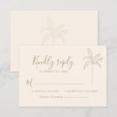 Eenvoudig Monogram Trouwlogo Palmboom RSVP Kaartje (Voorkant / Achterkant)