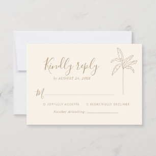Eenvoudig Monogram Trouwlogo Palmboom RSVP Kaartje