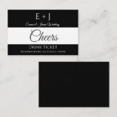 Eenvoudig Monogram Trouwreceptie Drinkticket Visitekaartje (Voorkant / Achterkant)
