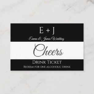 Eenvoudig Monogram Trouwreceptie Drinkticket Visitekaartje