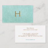 Eenvoudig monogram Turquoise Blue, stijlvol minima Visitekaartje (Voorkant / Achterkant)