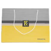 Eenvoudig monogram van twee-tonen geel en grijs In Large Cadeautasje (Voorkant)