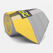 Eenvoudig monogram van twee-tonen geel en grijs In Stropdas (Opgerold)