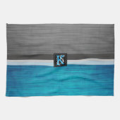 Eenvoudig monogram van twee tonnen blauw en grijze theedoek (Horizontaal)